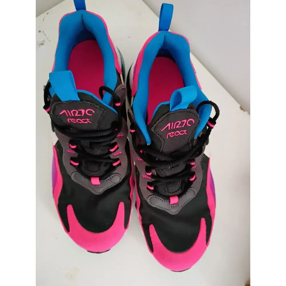 Nike BQ0101-001 Air Max 270 React Youth Girls Pink Lace Up Shoes Size 6Y